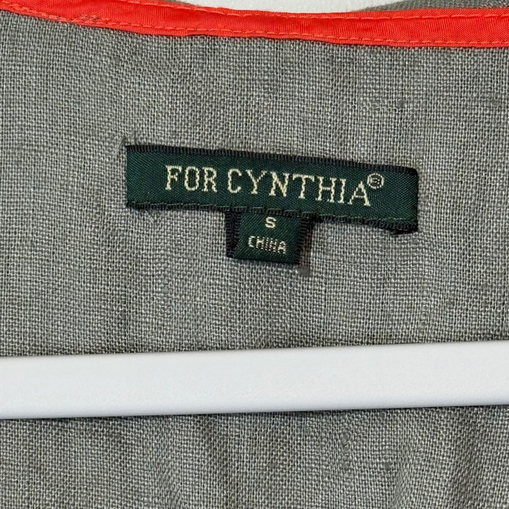 Excellent For Cynthia Linen Hooded Vest Women S Gray Excellent Sleeveless Button - Picture 5 of 6